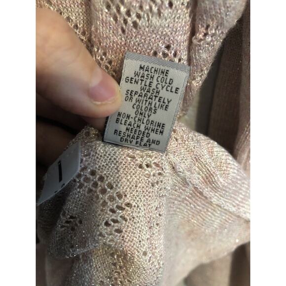 Ruff Hewn Grey Womens Sweater XL Pink Dolman Long Sleeve Cold Shoulder Sparkle - Picture 8 of 9